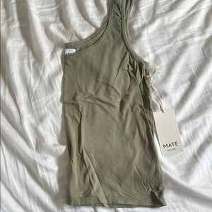 MATE the Label Green Asymmetrical Fitted Tank Top
